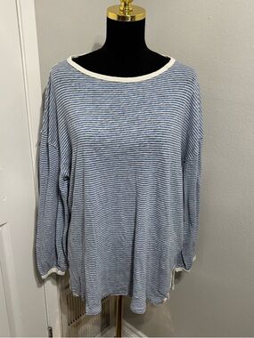 Fisherman Core Nautical Free People BlueStriped Long Sleeve Shirt Size Small